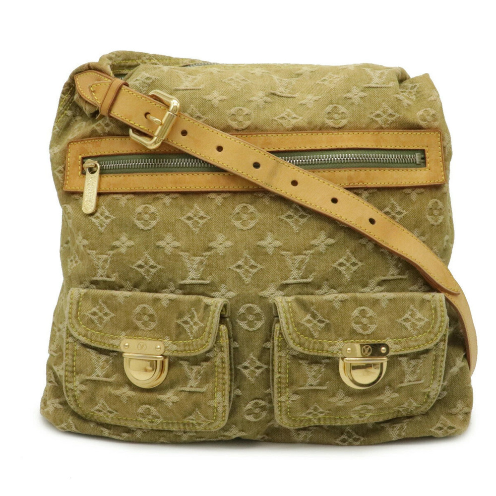 Louis Vuitton Monogram Denim Baggy Shoulder Bag Long Crossbody Green